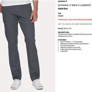 Johnnie-O Men's Lambert Pant 30X32